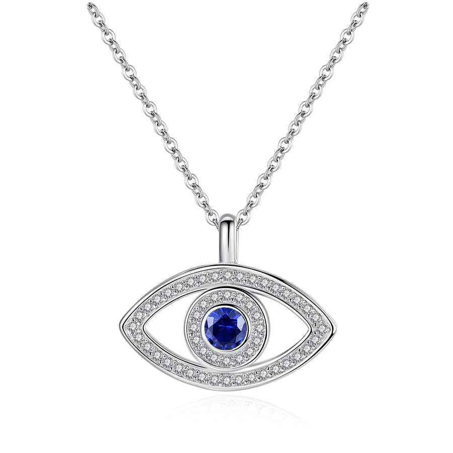 Sapphire Gaze Evil Eye Sterling Silver Necklace